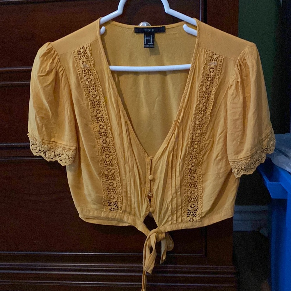Forever 21 Yellow Lace Top